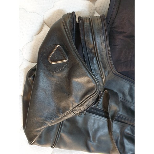 386 - Large Black Leather Travel Bag