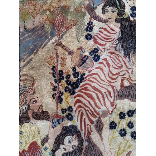 721 - Decorative Carpet with Oriental Scene (Wool / Silk) Perhaps Made in Pakistan (190 x 120cm)