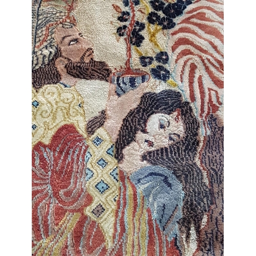 721 - Decorative Carpet with Oriental Scene (Wool / Silk) Perhaps Made in Pakistan (190 x 120cm)