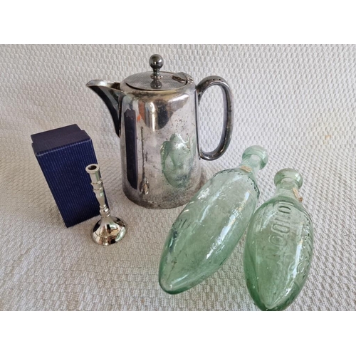 234 - Vintage Silver Plated Tea Pot (Made in England), Together with Small White Metal Candle Stick and 2 ... 