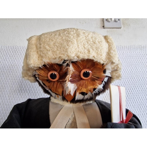 243 - Vintage Feathered Owl Ornament Dressed as Judge / Barrister, Similar to or Possibly Abercrombie & Fi... 