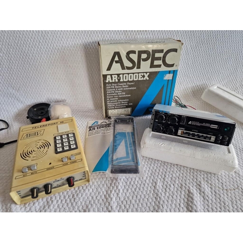 246 - 'Aspec' Car Radio (AR-1000EX) with Box, Together with 'Telereport 10', (untested), (2)