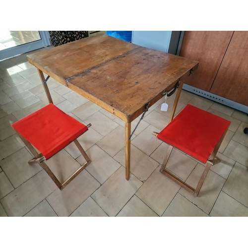 36 - Vintage Wooden Folding / Travel Picnic Table with 2 x Seats, (Approx. 70 x 46 x 10cm Closed)