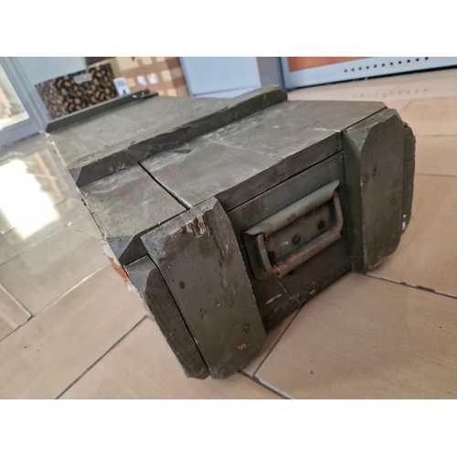 39 - Large Vintage Solid Wood Military Artillery Box, (Approx. 113 x 34 x 23cm)