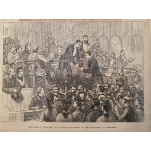 177o - Framed Antique Engraving (Circa 1878), Titled 'The Duke of Connaught Distributing the Queens Prices ... 