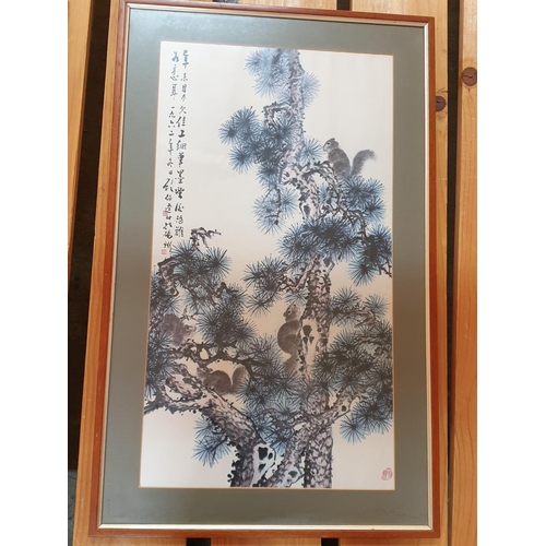 409e - Chinese Fine Art - 3 x Prints in Frames; 2 x Traditional Chinese Landscapes (72 x 45cm each) and 