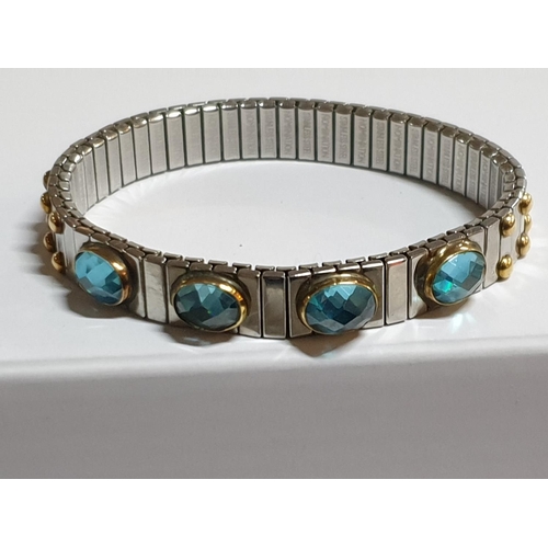 385 - Stainless Steel Blue Stone Adjustable Bracelet / Bangle