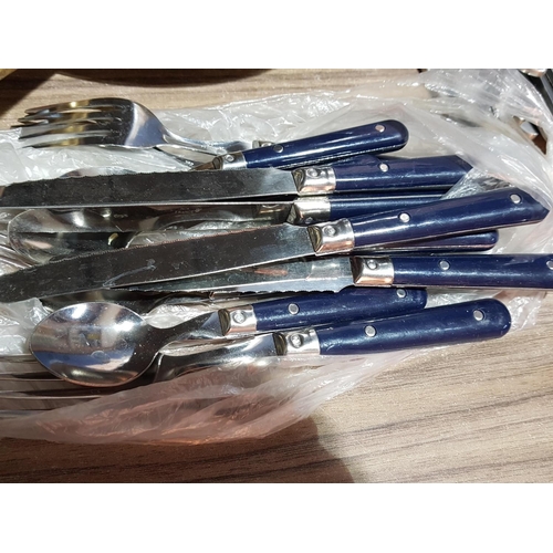 416 - Assorted Kitchen Box; Stainless Teel Cutlery Set for 12 - Persons, Cutlery Set with Navy Blue Handle... 