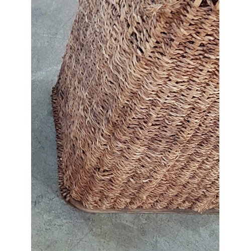 432 - Large Wicker Laundry Basket (46 x 30 x 65cm) Together with Large Red Metal Trash Bin (26.5 x 26.5 x ... 