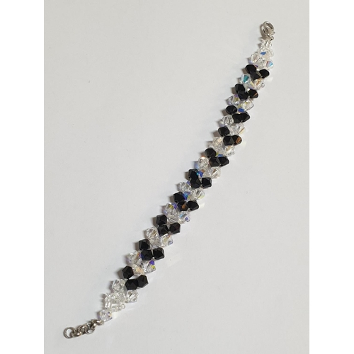 455 - Retro Style Crystal Bead Bracelets with Silver Clasps (L16cm each)