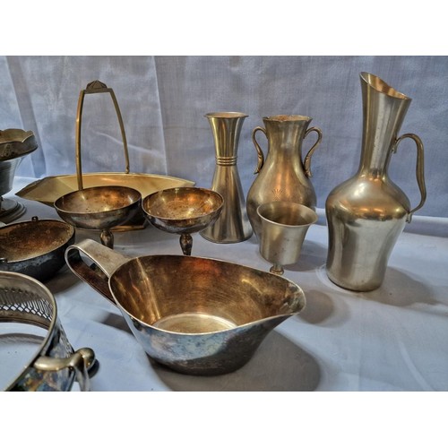 650 - Large Collection of Assorted Silver Plated and White Metal Table Ware; Vases, Jugs, Bowls, Dishes, e... 