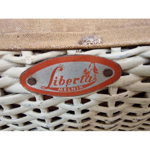 100 - Vintage 'Liberta Menik' Wicker Childs Pram / Doll's Buggy, Circa 1950's