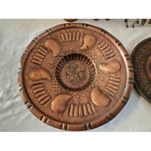 278 - Copper and Brass Various Retro Souvenirs; 3 x Brass Animals (H:8 - 20cm) Plate (Ø28cm) 2 x Bowls (Ø2... 