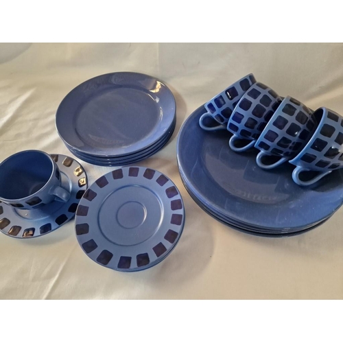 279 - Navy Blue Ceramic Dinner Set; 4 x Plates, 4 x Soup Bowls, 4 x Cups and 4 x Saucers