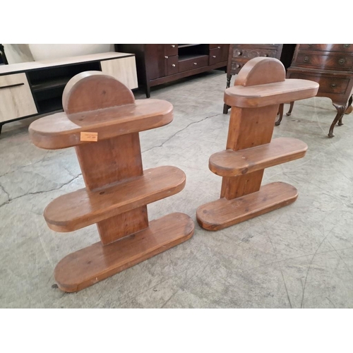 305 - Pair of Heavy Solid Wood  3-Tier Display Stands / Bookshelves, (Approx. 65 x 55cm each), (2)