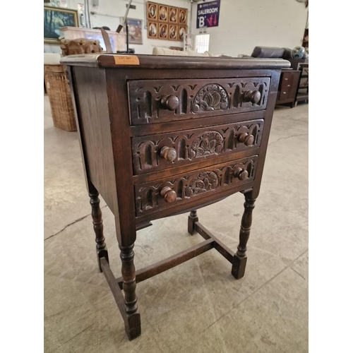 307 - Vintage Wooden Carved End Table or Nightstand with 2 -Drawers on Carved Legs (Approx. 32.5 x 45 x 69... 