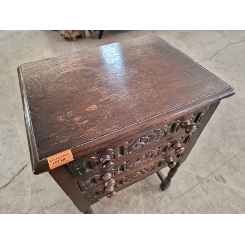 307 - Vintage Wooden Carved End Table or Nightstand with 2 -Drawers on Carved Legs (Approx. 32.5 x 45 x 69... 