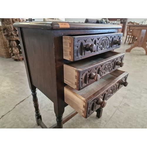 307 - Vintage Wooden Carved End Table or Nightstand with 2 -Drawers on Carved Legs (Approx. 32.5 x 45 x 69... 