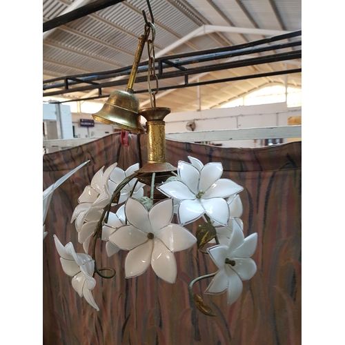 369 - 1 x Small Murano Ceiling Light with Murano Glass Flowers / Design