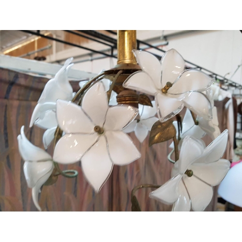 369 - 1 x Small Murano Ceiling Light with Murano Glass Flowers / Design