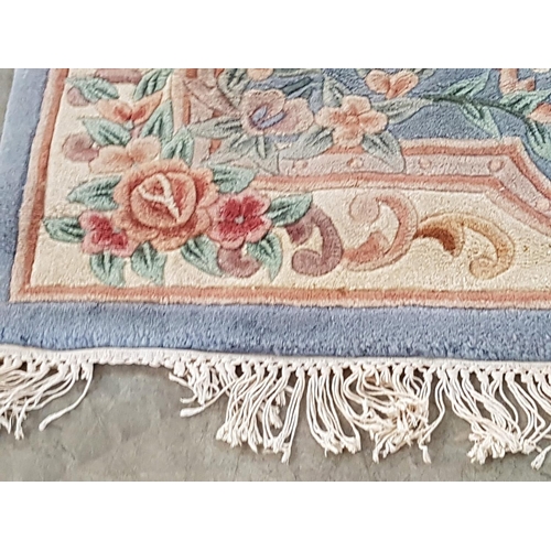 490 - Chinese Wool Floral Pattern Carpet with Light Blue Background (240 x 155cm)