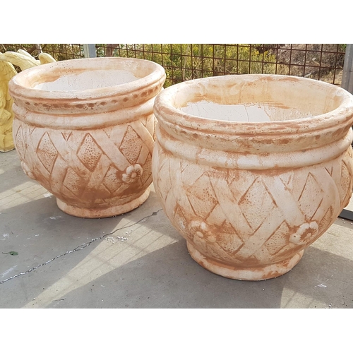 610 - Pair of Large Decorative Plaster Plant Pots (Ø: 56cm x H: 51cm each), (2)