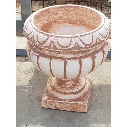 613 - Pair of Plaster Small Bowls on Pedestal Plant Pots (Ø29 x H:34cm each), (2)