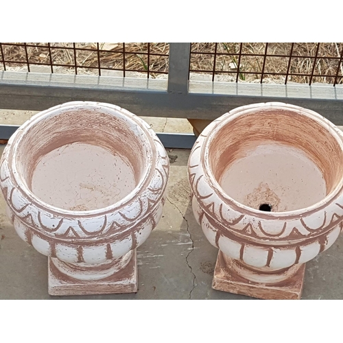 613 - Pair of Plaster Small Bowls on Pedestal Plant Pots (Ø29 x H:34cm each), (2)