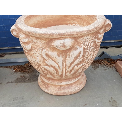 618 - Pair of Large Ornate Plaster Plant Pots (Ø47cm x H:42cm each) with Leaf Pattern (2)