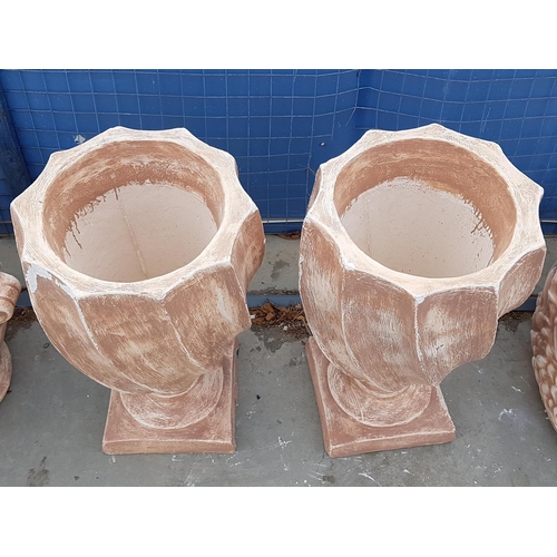 619 - Pair of Plaster Tall Plant Pots, Twisted Bowl (H:67cm x Ø38cm each), (2)