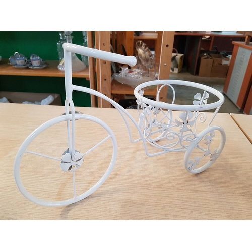 226 - White Bike Metal Planter Holder (Approx. 37 x 25cm) Together with Decorative Square Ceramic Planter ... 