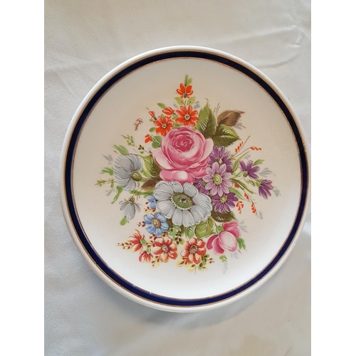 297 - 2 x Decorative Porcelain Floral Pattern Plates (Round - Florentina Italy, Ø:22cm, Hexagonal Ø: 26cm)... 