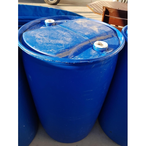 355 - 4 x Approx. 120L each Open Top Plastic Blue Drums / Barrels with Lid (Ø52cm x H:100cm each)