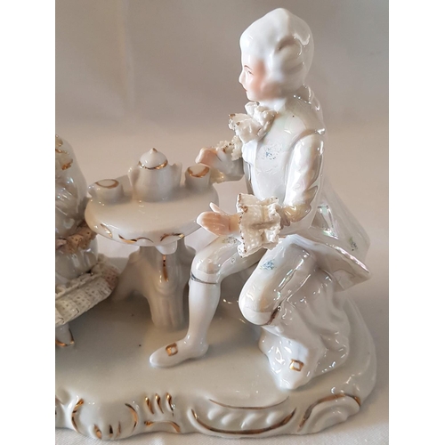 398 - Vintage Porcelain Continental Dresten Style Porcelain Figurines of a Couple with Dog (Approx. 22 x 1... 