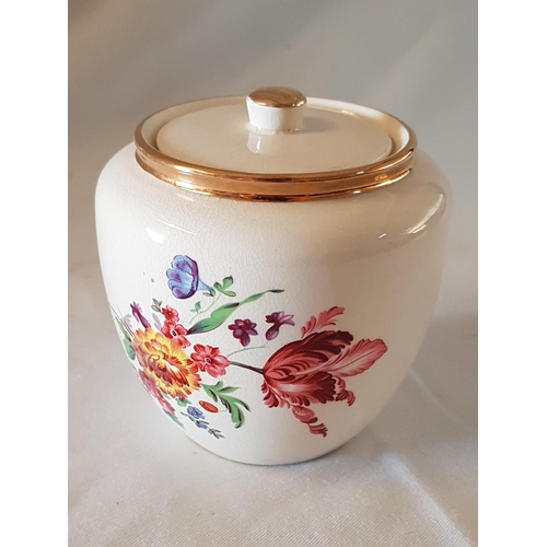 489 - Crown Devon (Fielding's Staffordshire England) Vintage Floral and Gilt Pot with Lid (Ø11cm x H:10.5c... 