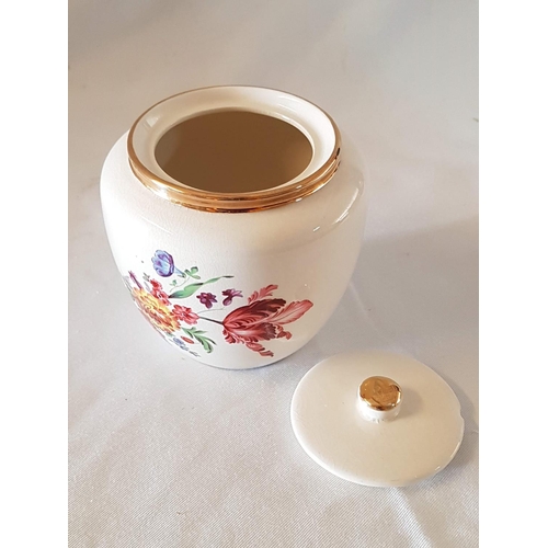 489 - Crown Devon (Fielding's Staffordshire England) Vintage Floral and Gilt Pot with Lid (Ø11cm x H:10.5c... 