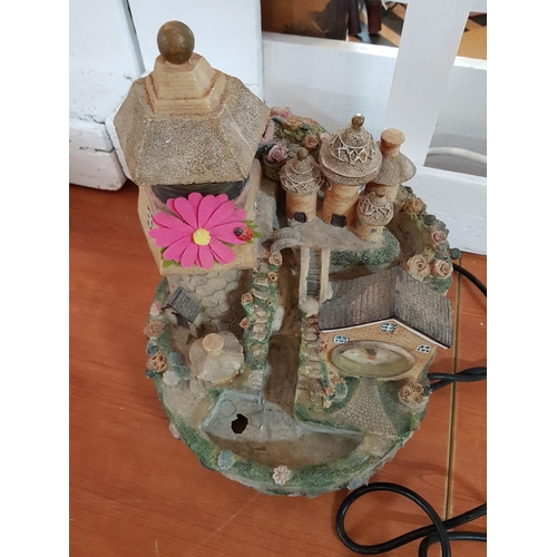 584 - Retro Garden Electric Ornament; Clock and Fountain (A/F, Un-Tested), (H:30cm)