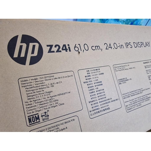 641 - HP 'Z24i' Computer Monitor / IPS Display, 24'' with Adjustable Height and Angle Stand, with Box * Ba... 