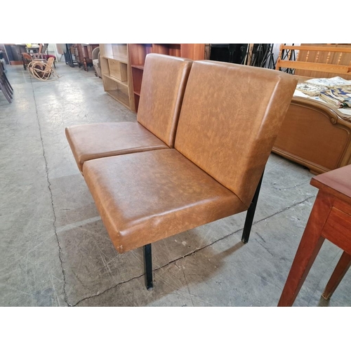 595 - 2 x Retro / Vintage Brown Padded Vinyl Chairs, (2)