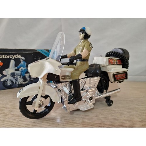 529 - 2 x Vintage Harley Police Motorcycle Toys / Models in Original Box, (Model No. 801-BSM), '3-Siren So... 