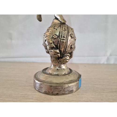 535 - Cast Metal / Bronze Effect Winged Cherub / Putty Figure on Celestial Globe, (Approx. H: 42cm)