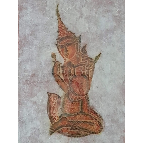 550 - Set of 2 x Hindu Deities Thai, in Red and Green Pictures in Frame (71.5 x 49.5 Overall each)