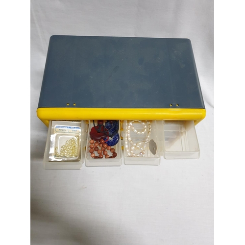 556 - Craft Accessories; Mini Plastic Parts Storage Drawers, 12 - Drawers Full of Craft Hand Beads, Clasts... 