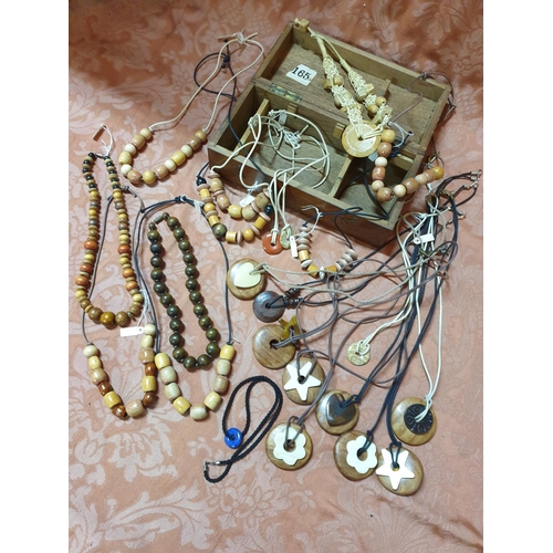 566 - Large Collection of Pendants / Necklaces in Vintage Wooden Box