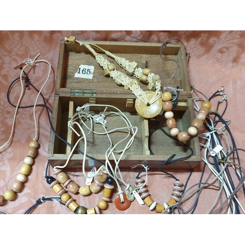 566 - Large Collection of Pendants / Necklaces in Vintage Wooden Box