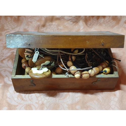 566 - Large Collection of Pendants / Necklaces in Vintage Wooden Box