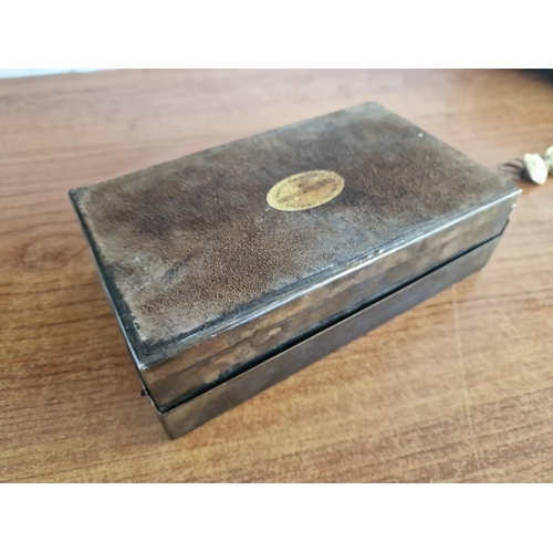 577 - Vintage White Metal Cigarette Case with Cedar Wood Liner and Hinged Lid, (Approx. 18 x 10.5 x 5.5cm)... 