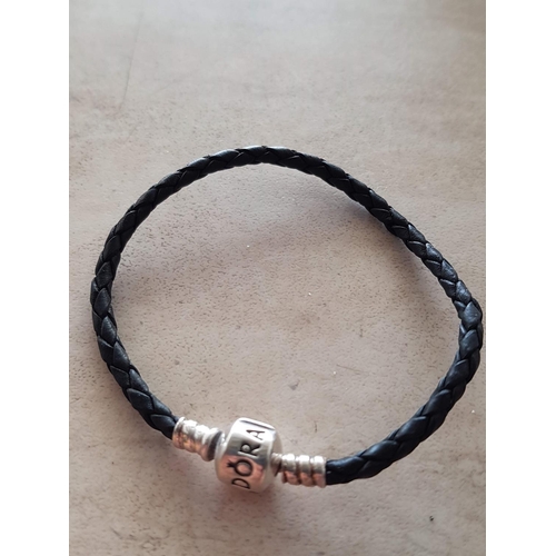 634 - Pandora Leather Bracelet Black Braided