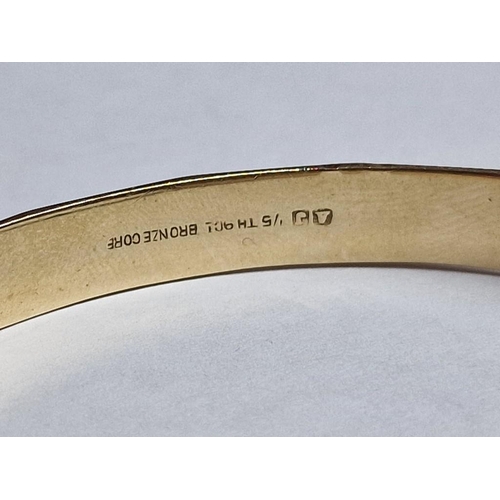 101 - Decorative Bangle Bracelet with Diamond Pattern, Bronze Core with 1/5th 9ct Gold, (Approx. 19.9g, 6 ... 