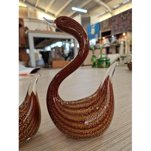 153 - 2 x Murano Glass Swans, (2)